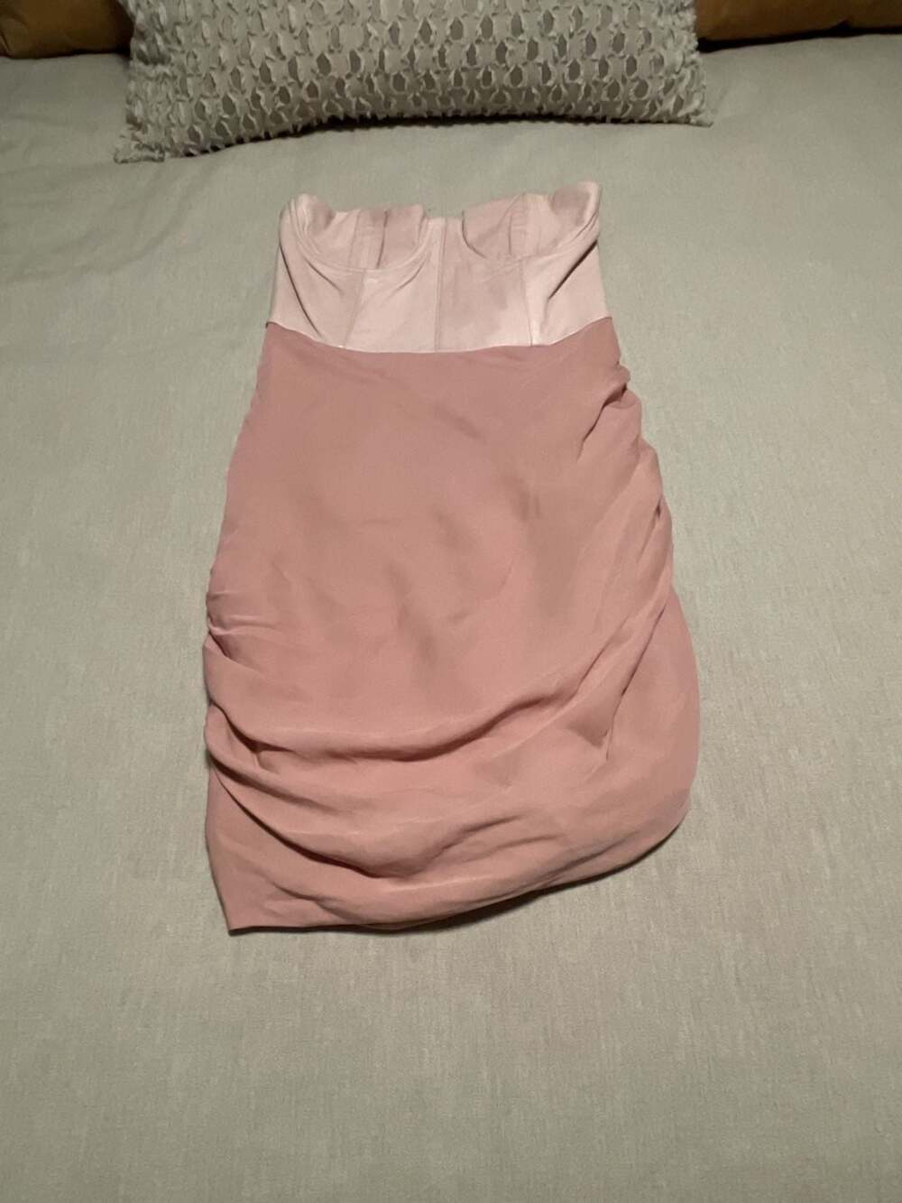 Alice + Olivia Leather Bustier Mini Dress Pink Leather Silk